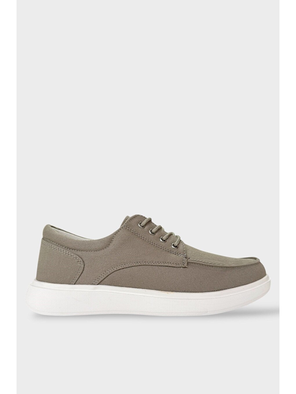 Haki Erkek Keten Gabardin Kumaş Günlük Sneaker Ayakkabı Hakİ