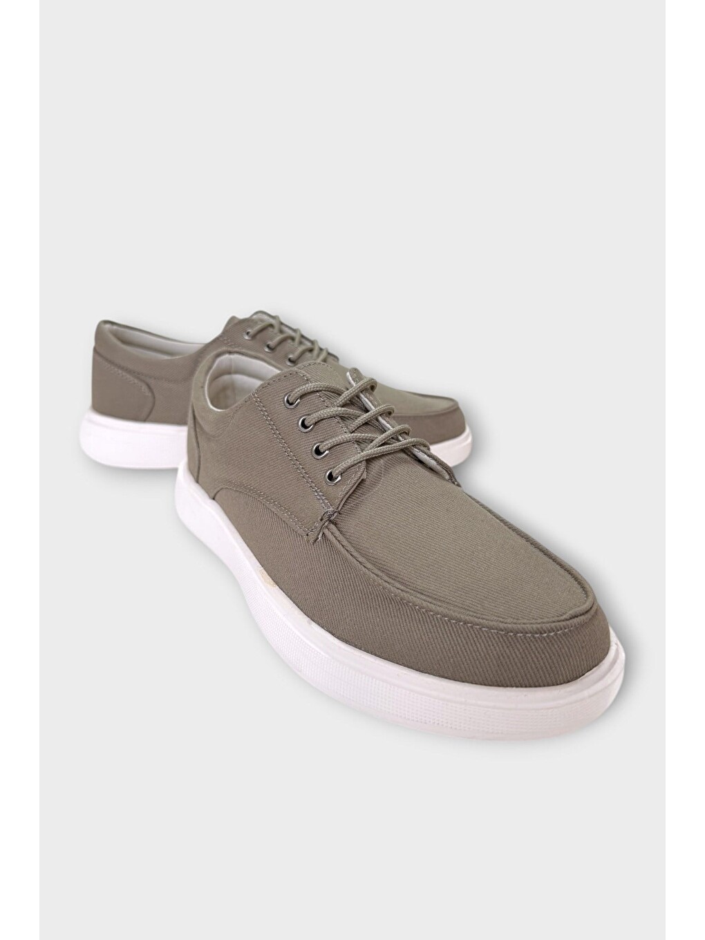 Haki Erkek Keten Gabardin Kumaş Günlük Sneaker Ayakkabı Hakİ-1