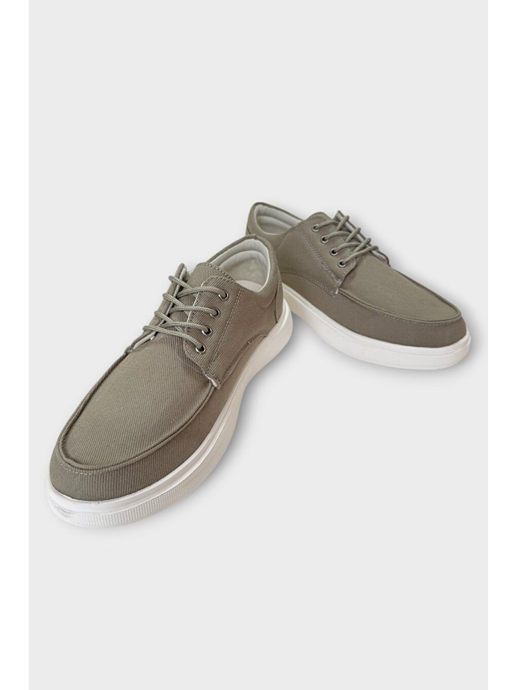 Haki Erkek Keten Gabardin Kumaş Günlük Sneaker Ayakkabı Hakİ-2
