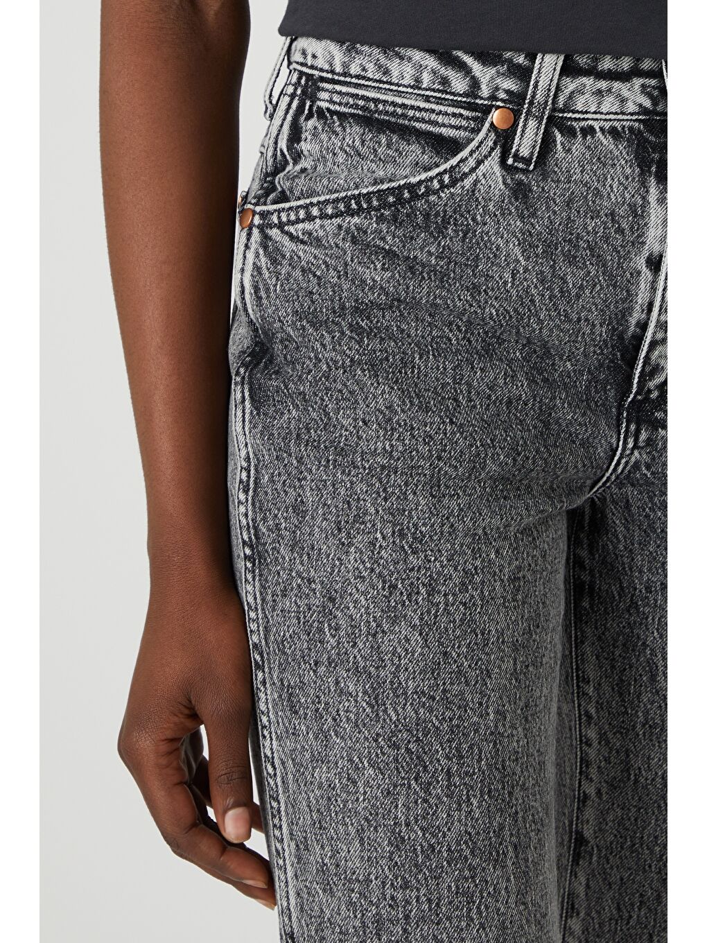 Gri Wild West Fit Yüksek Bel Düz Paça Esnek Jean Jean Pantolon-2