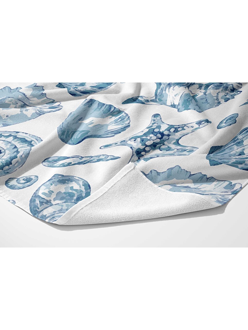 Beyaz Deniz Kabuğu Desen  100 Pamuk Plaj Havlusu 75x150-3