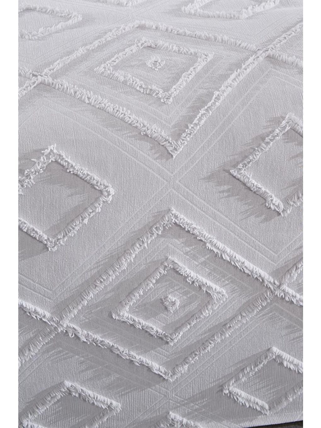 Samira 3 Parça Çift Kişilik Pike Takımı Gri-5