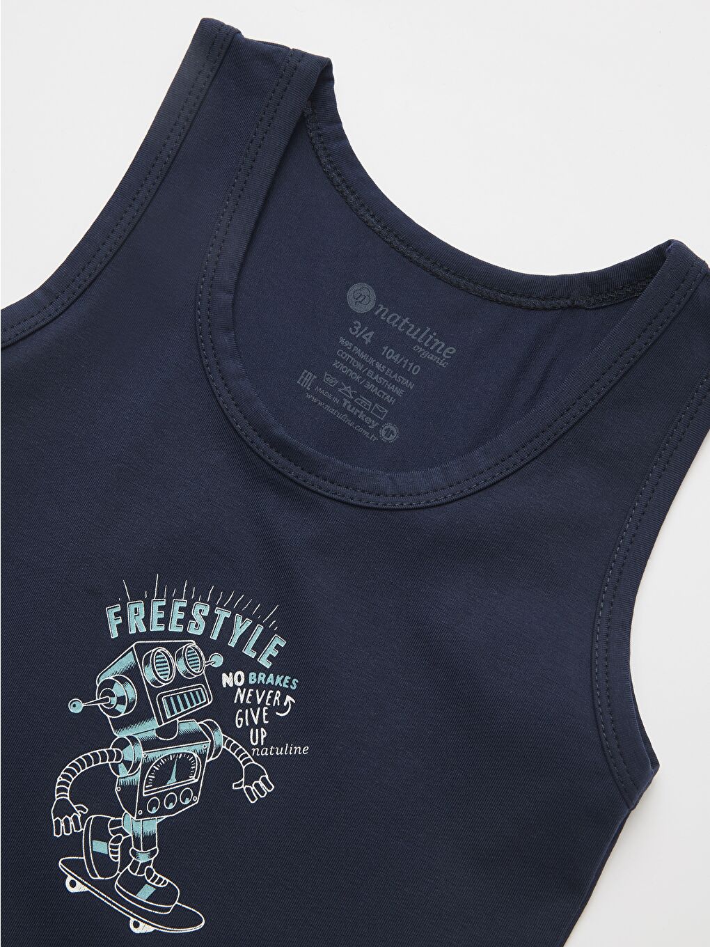 Yeşil Erkek Çocuk Organik Pamuklu  Atlet Freestyle Robot 4  lü Paket-2