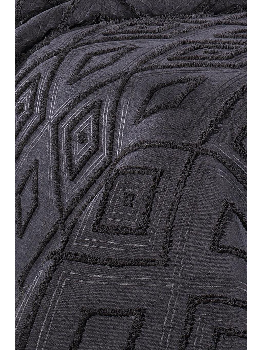 Samira 3 Parça Çift Kişilik Pike Takımı Siyah-1