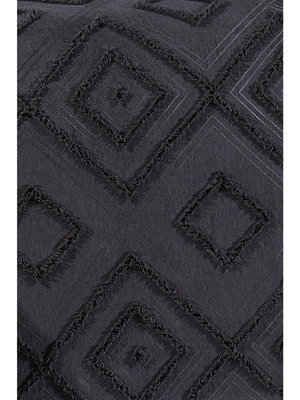 Samira 3 Parça Çift Kişilik Pike Takımı Siyah-2