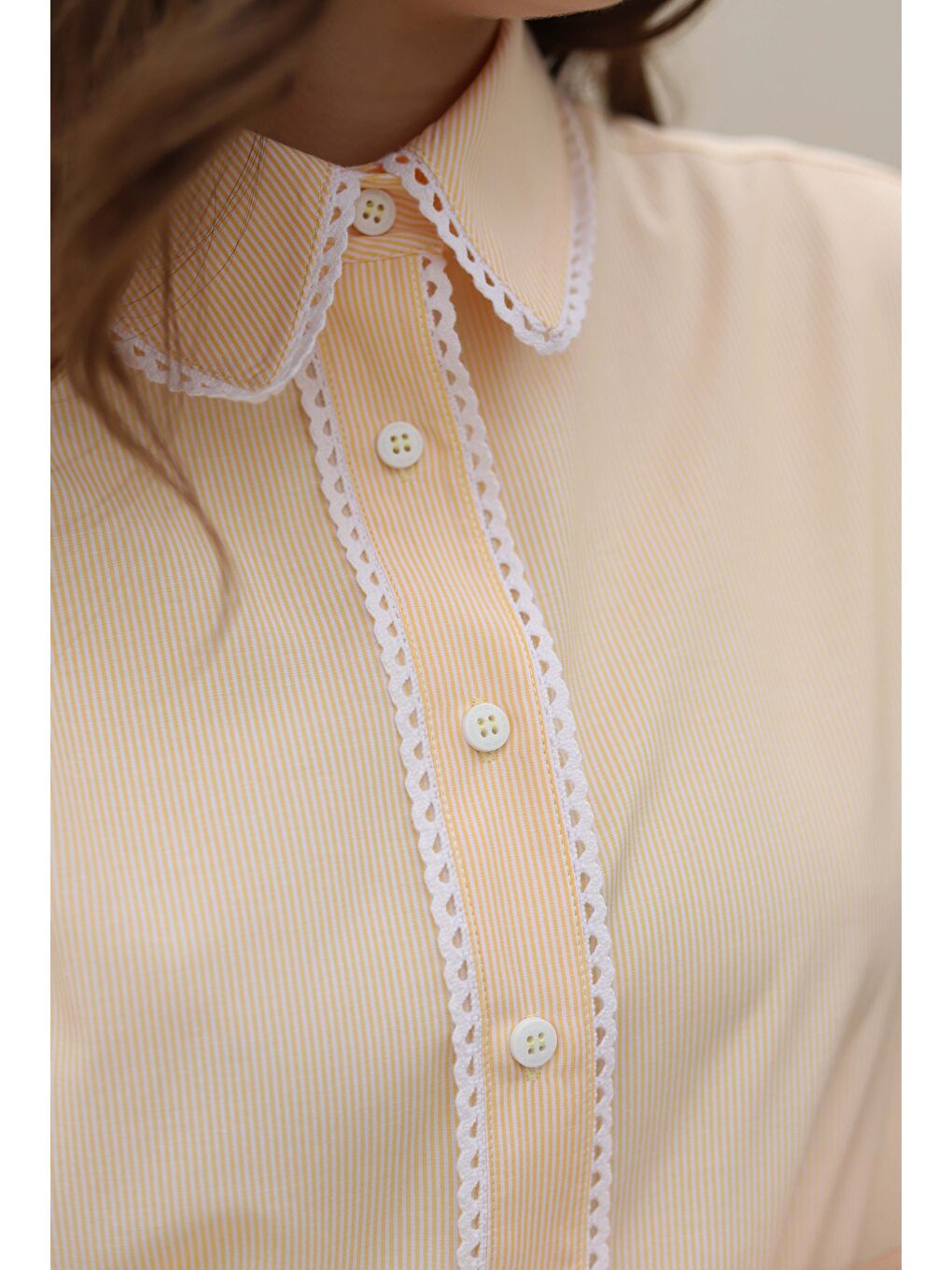 Su Taşı Şeritli Gömlek Sarı-2