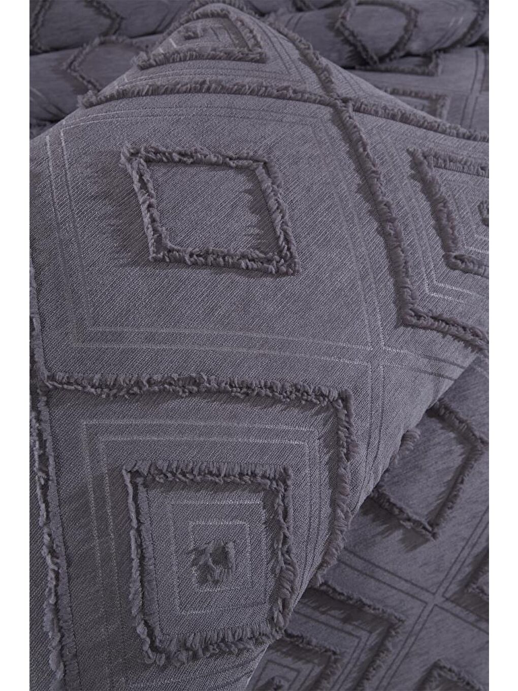 Samira 3 Parça Çift Kişilik Pike Takımı Antrasit-5