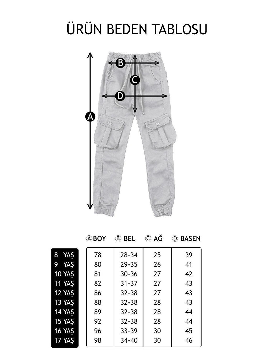 Siyah Erkek Çocuk Kargo Cepli Kanvas Pantolon PNT5131Y-3