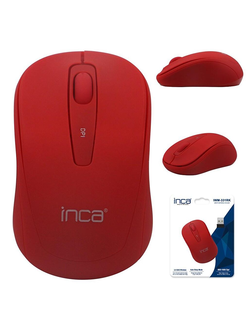 Inca Kırmızı IWM-331RK Silent Sessiz Tuş ve Tıklamalı Kablosuz Mouse - 1