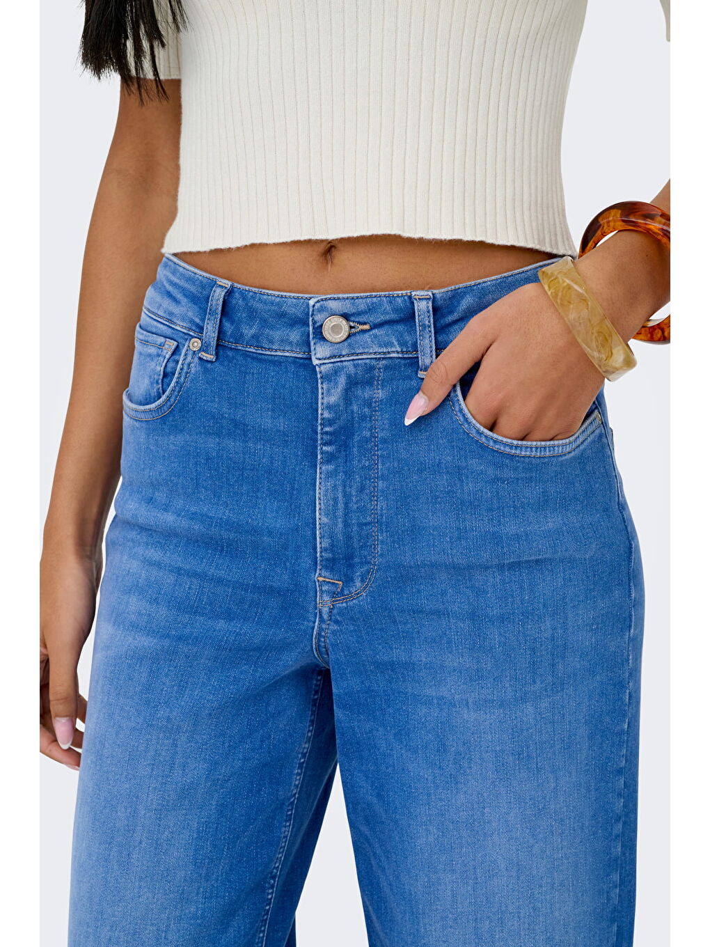 Mavi Onlmadison Pamuklu Relaxed Fit Yüksek Bel Geniş Paça Jeans 15363267-3