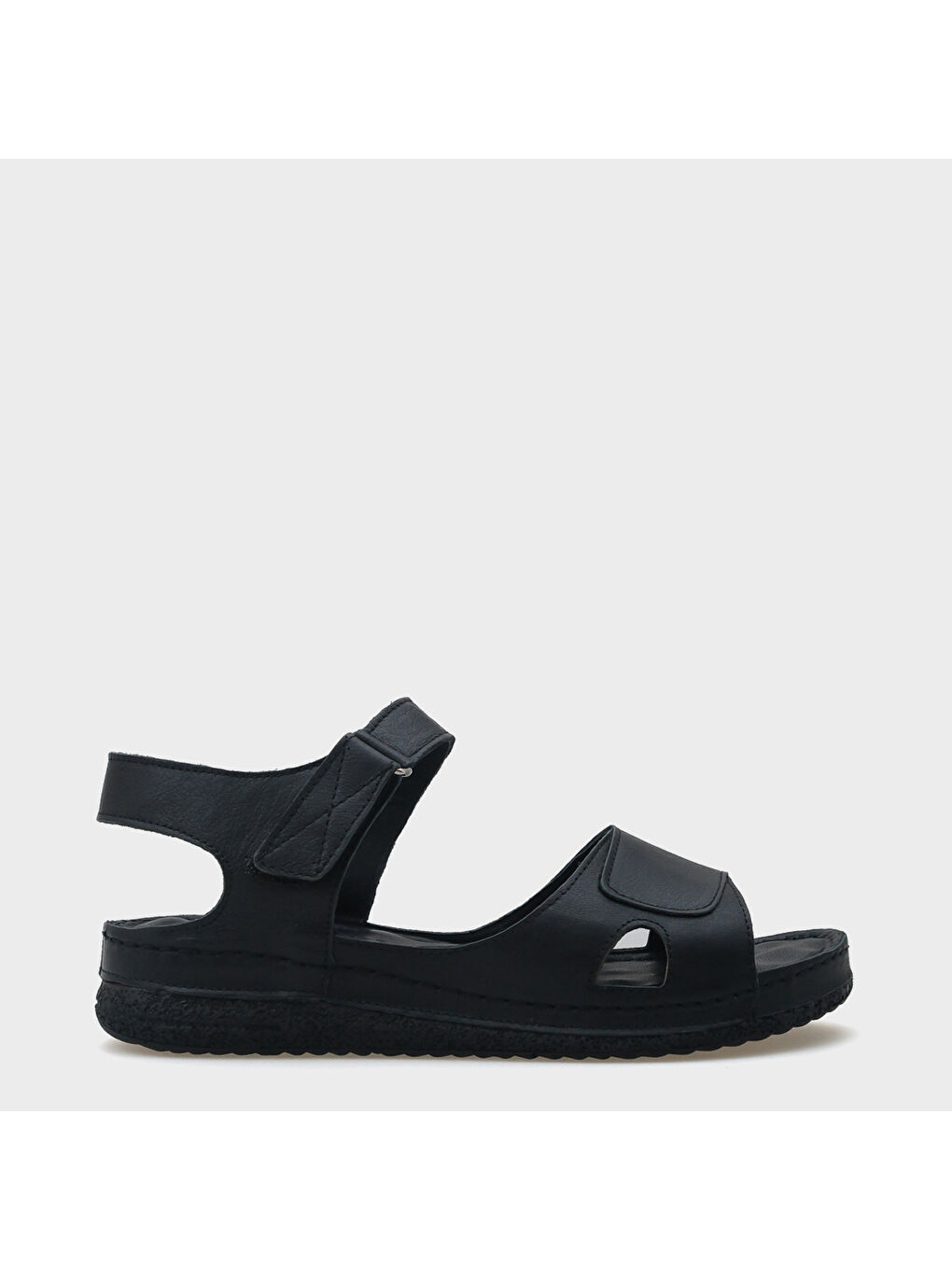 Siyah Emily Deri Konfor Anatomik Kadın Sandalet