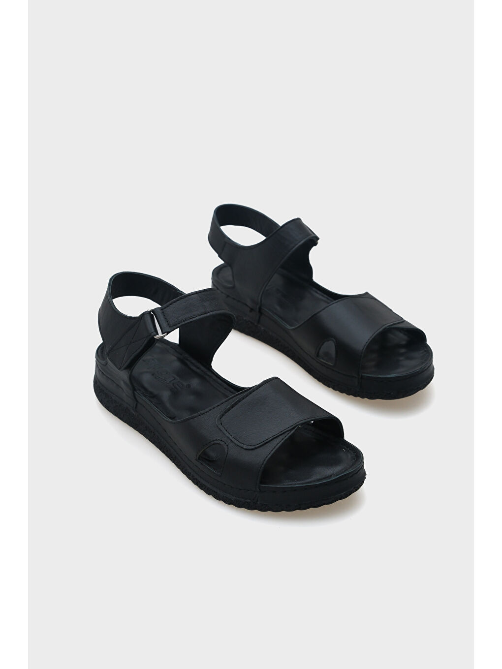 Siyah Emily Deri Konfor Anatomik Kadın Sandalet-1