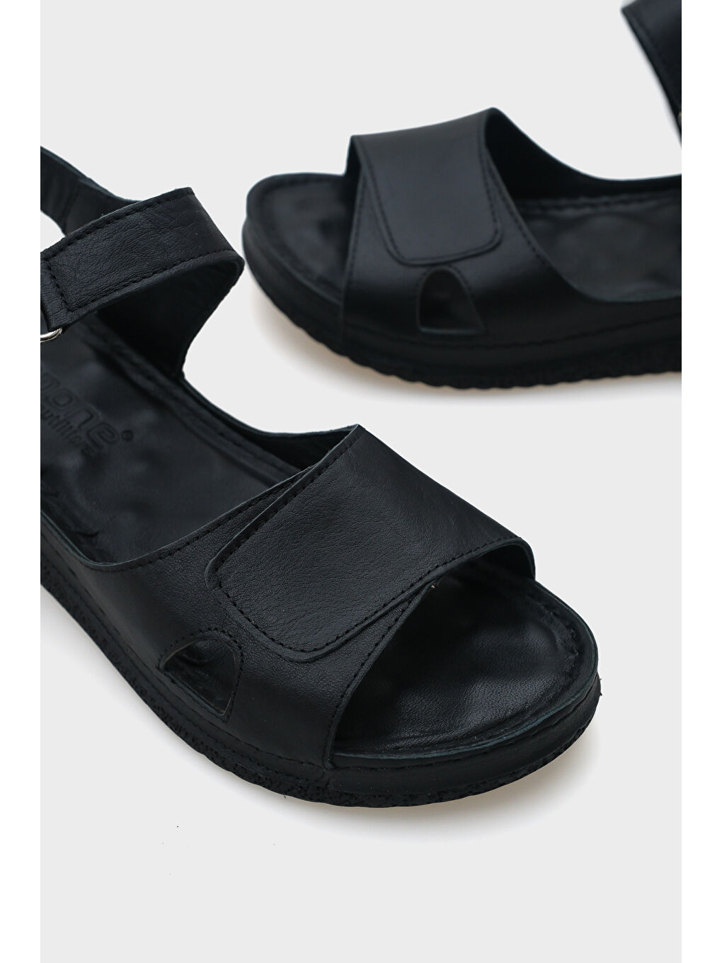 Siyah Emily Deri Konfor Anatomik Kadın Sandalet-2
