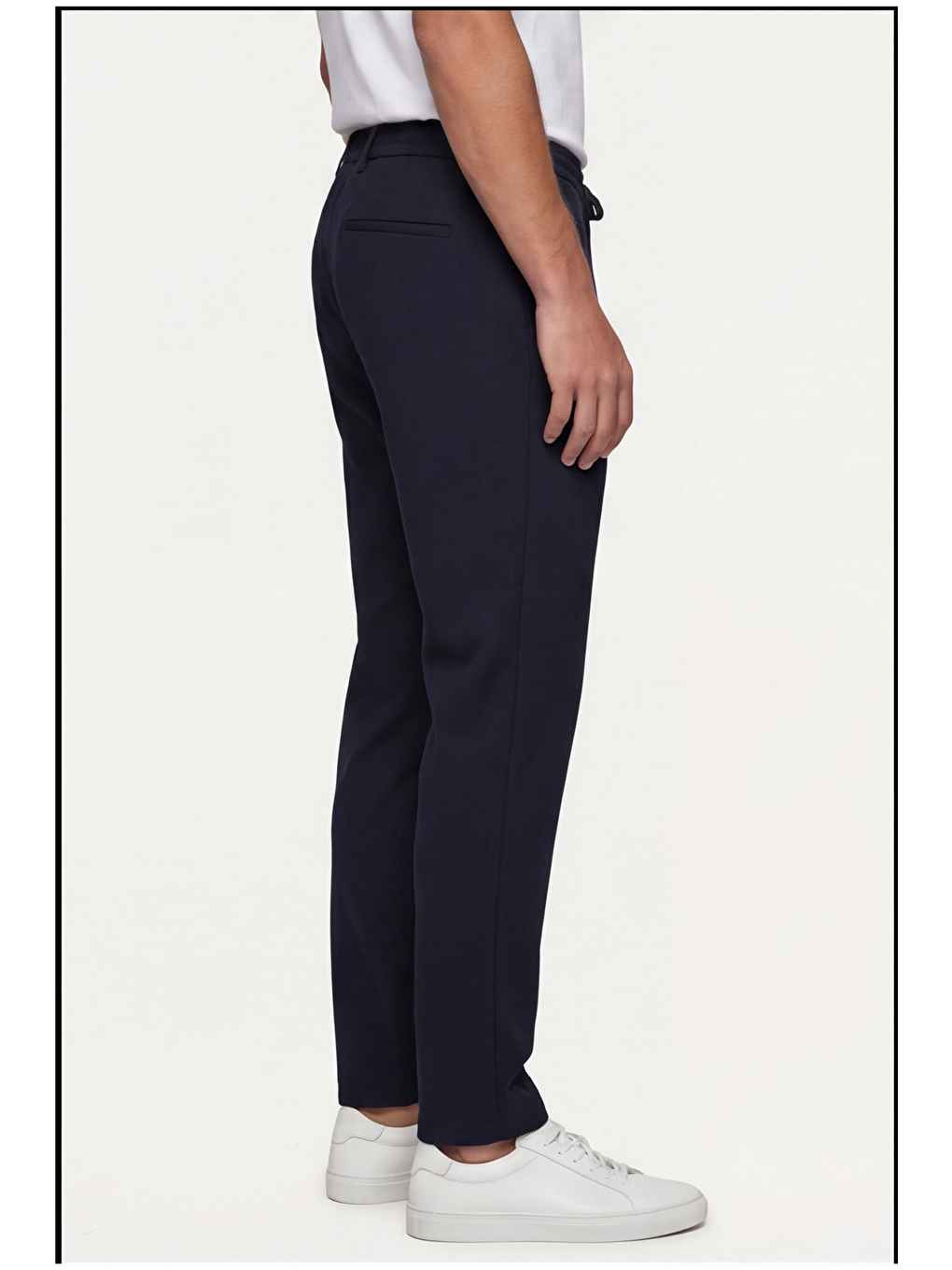 Erkek Lacivert Normal Kesim Regular Fit Pamuklu Armürlü Bel Lastikli Jogger Pantolon-2