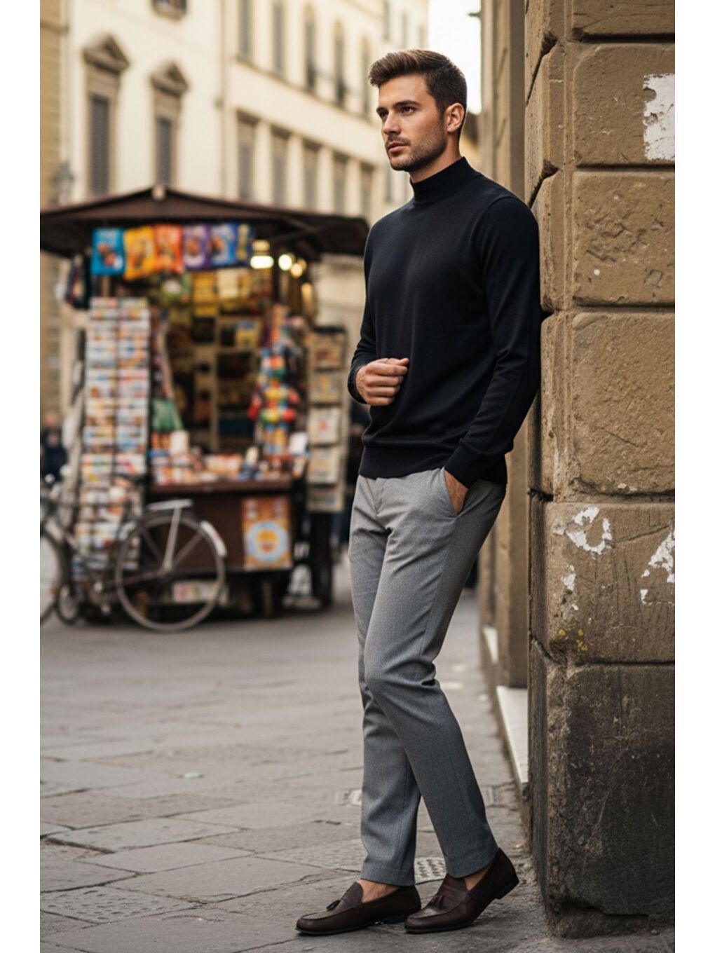 Siyah Lier Yarım Boğazlı Regular Fit Erkek Kazak Düz Triko-3