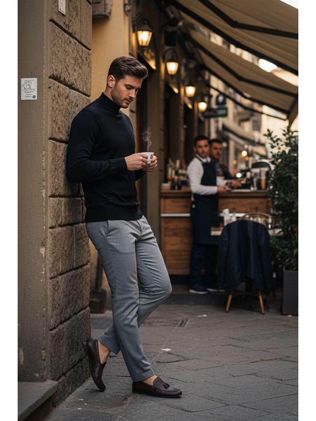 Siyah Lier Yarım Boğazlı Regular Fit Erkek Kazak Düz Triko-4