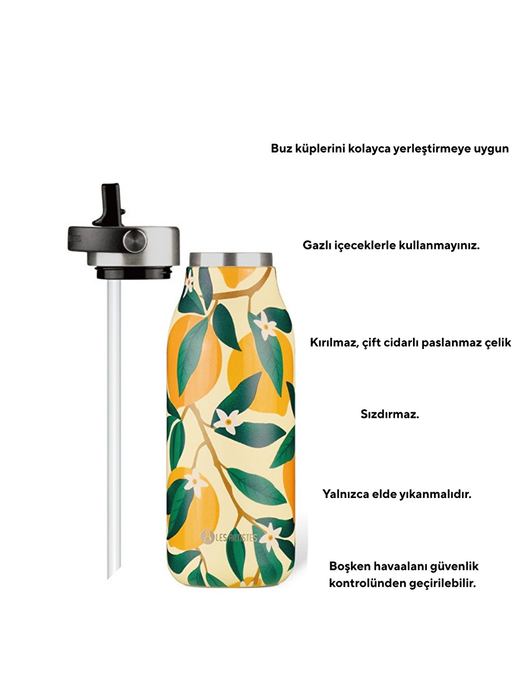 Yeşil Isı Yalıtımlı Çelik Termos 1000ml Lemon-1