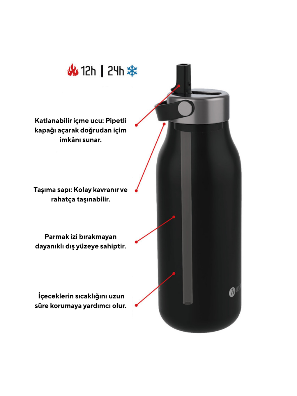 Yeşil Isı Yalıtımlı Çelik Termos 1000ml Lemon-2