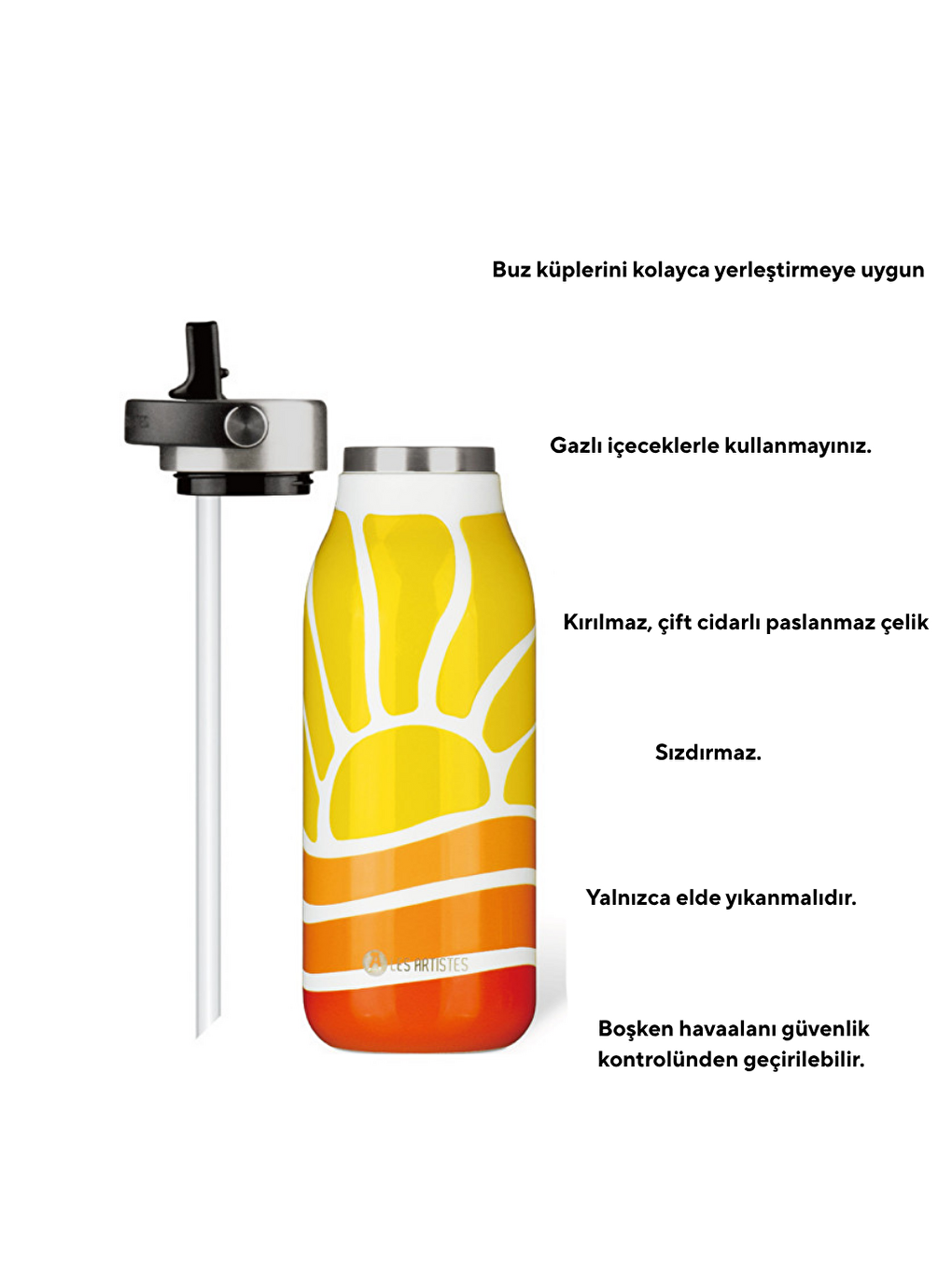 Turuncu Isı Yalıtımlı Çelik Termos 1000ml Sun Festival-1