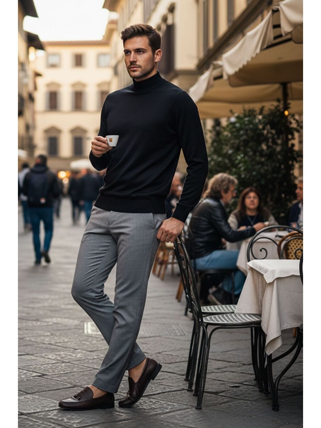 Siyah Lier Yarım Boğazlı Regular Fit Erkek Kazak Düz Triko-7