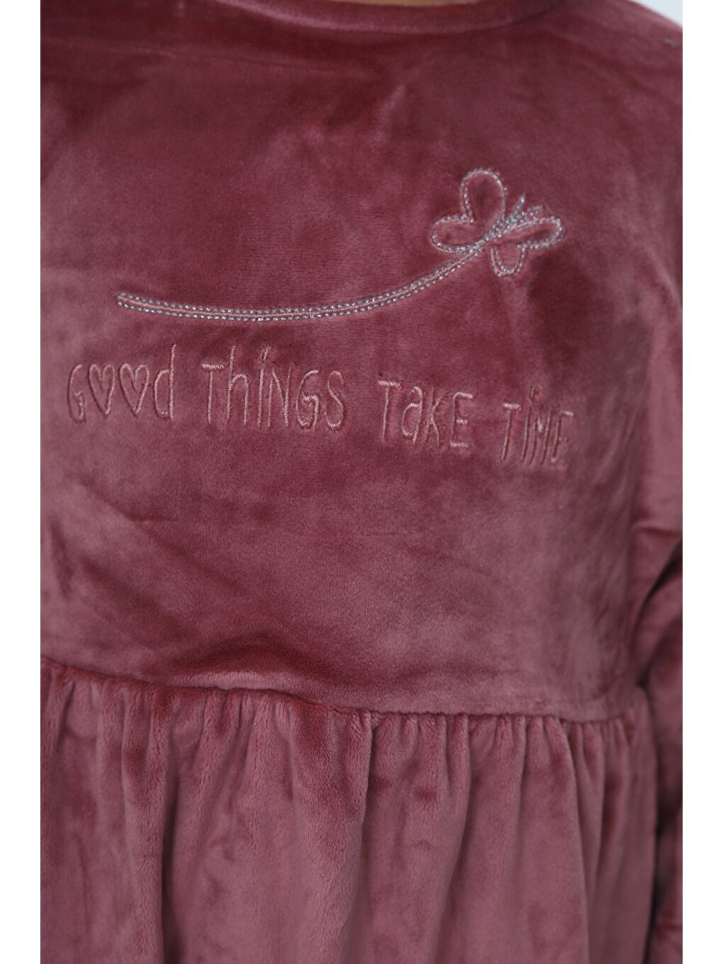 Pembe Kız Çocuk Nakışlı Elbise-2