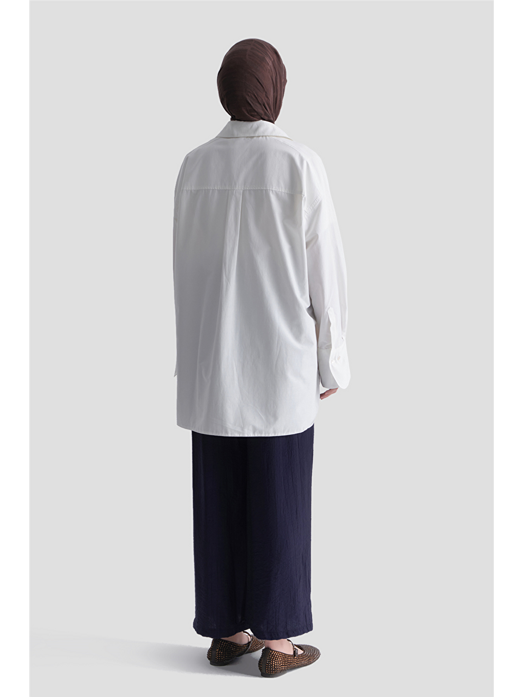 Beli Lastikli Palazzo Pantolon Lacivert-3