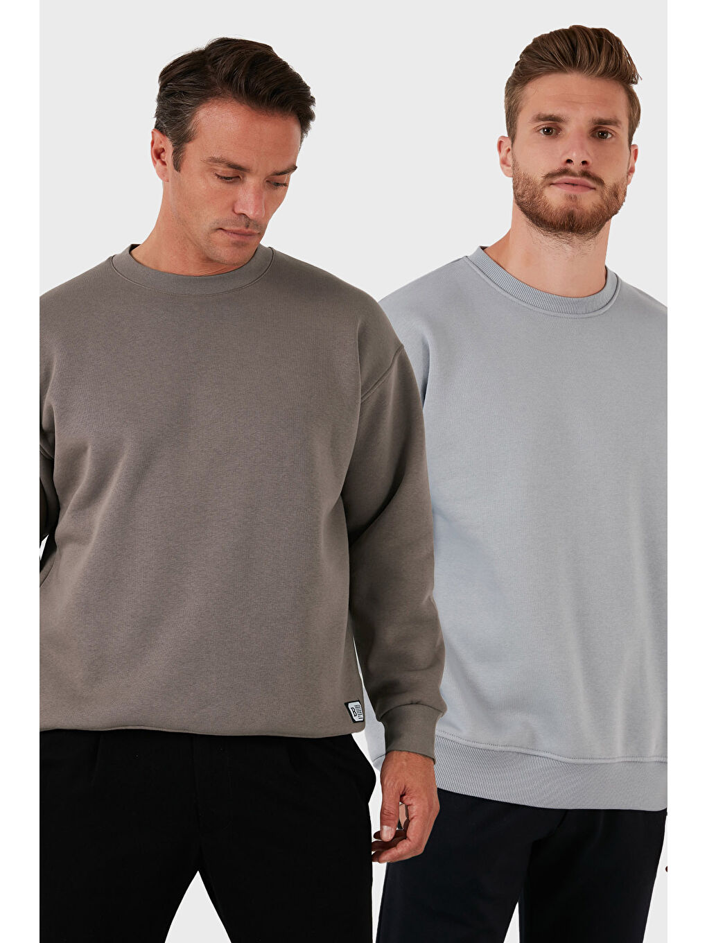 Gri Regular Fit Bisiklet Yaka Şardonlu 2'li Paket Sweat 5905255S2