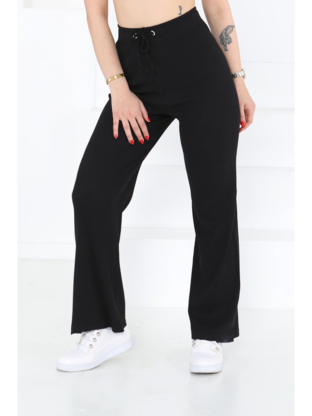 Kuşgözlü Pantolon Siyah - 27133-3