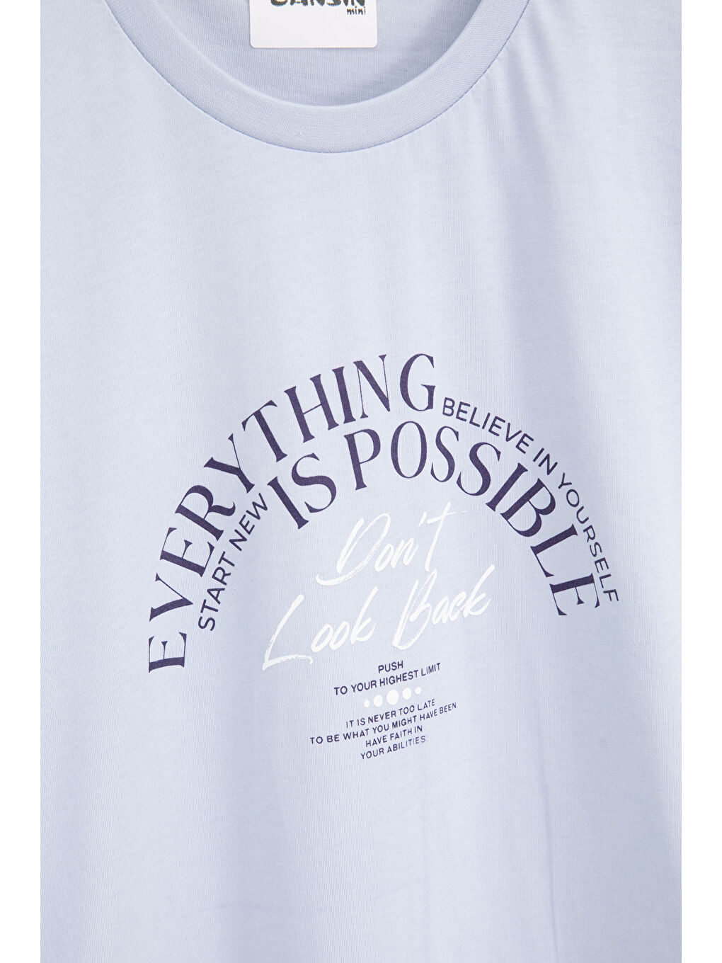 Mavi Kolu Yazı Detaylı Bisiklet Yaka Erkek Çocuk Tişört 20902-1