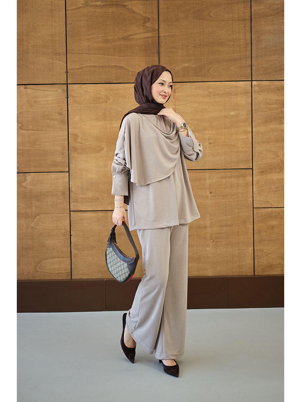 Ekru Kadın Yandan Düğme Detaylı Takım Krem-2