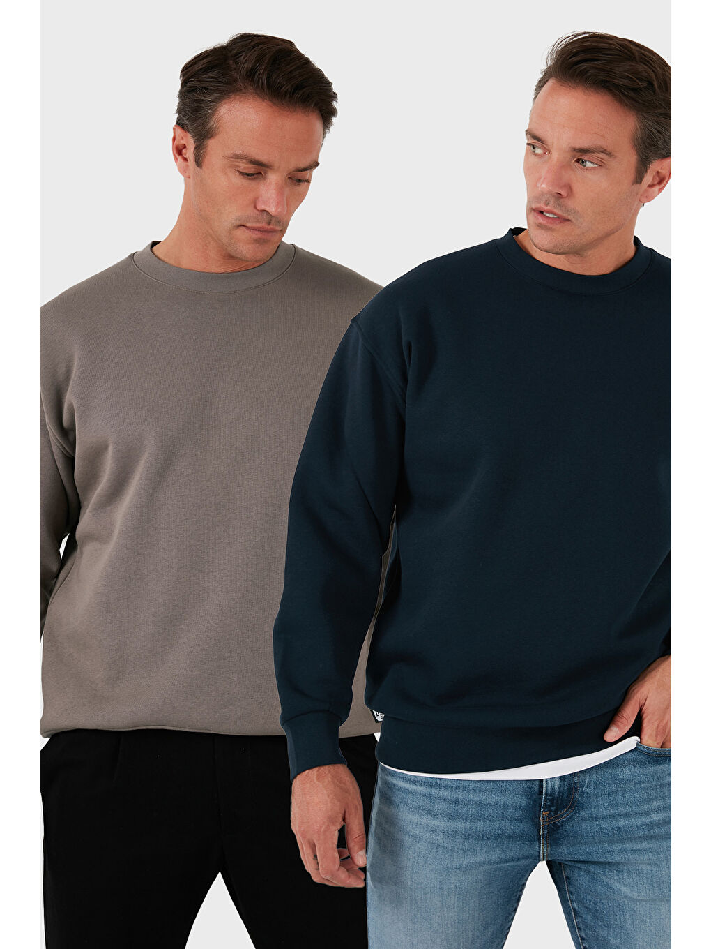 Lacivert Regular Fit Bisiklet Yaka Şardonlu 2'li Paket Sweat 5905255S2