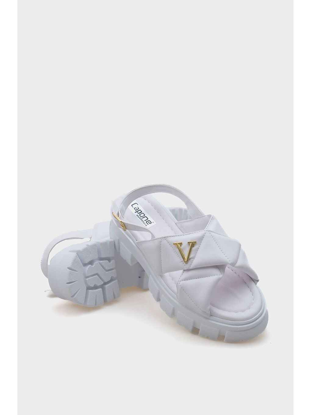 Beyaz Chiquita Kalın Tabanlı Bilekten Bantlı Konfor Tabanlı Kadın Sandalet-3