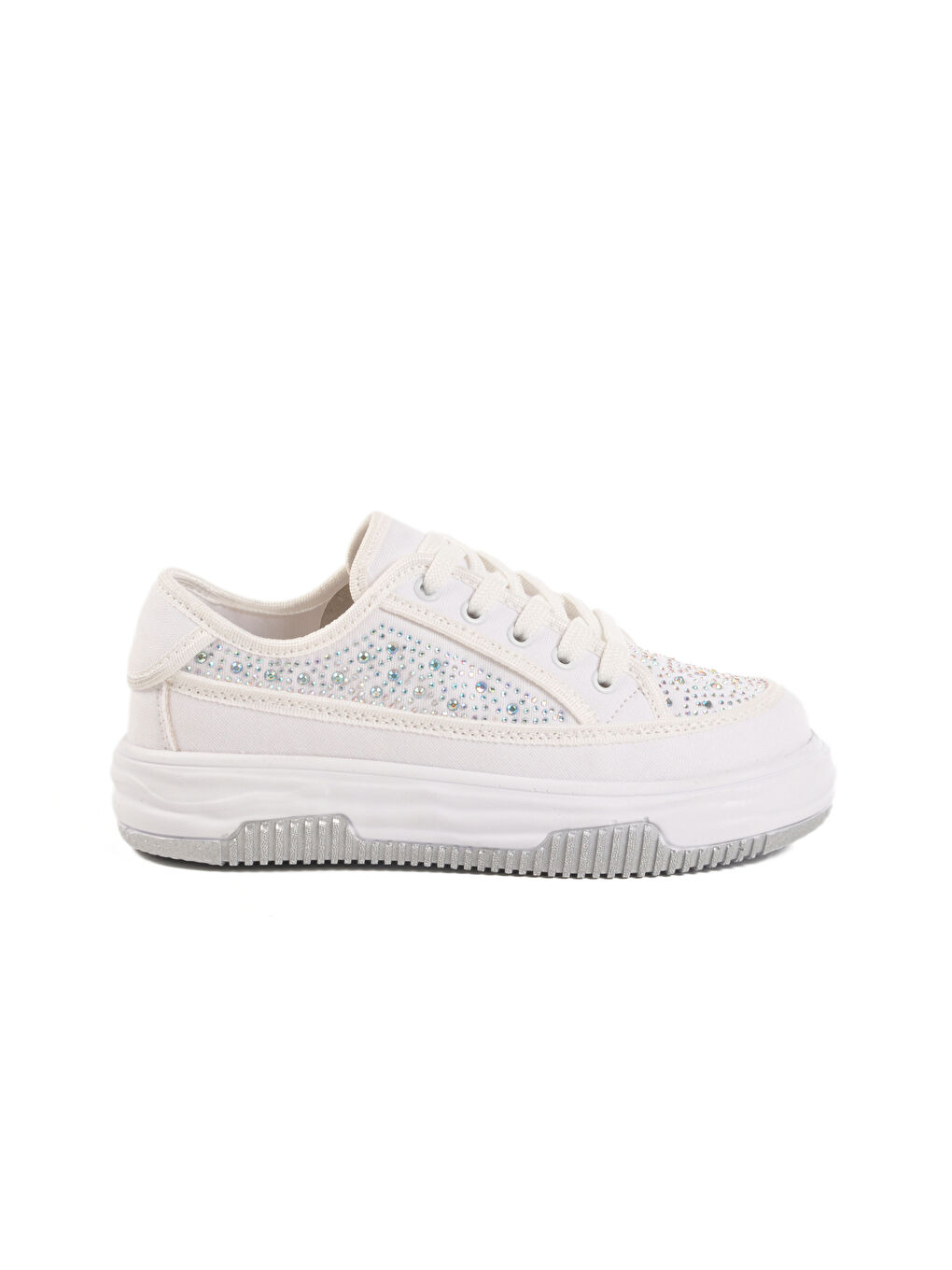 Beyaz Taşlı Bağcıklı Kadın Spor Ayakkabı Lady 526 Z