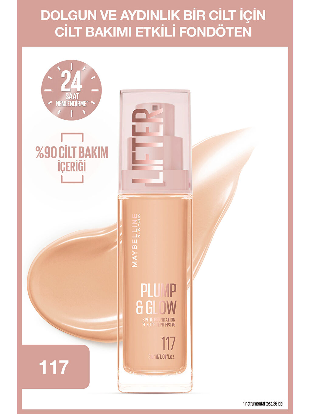 Lifter Niasinamid ve Hyalüronik Asit İçeren Aydınlatan Fondöten - 117