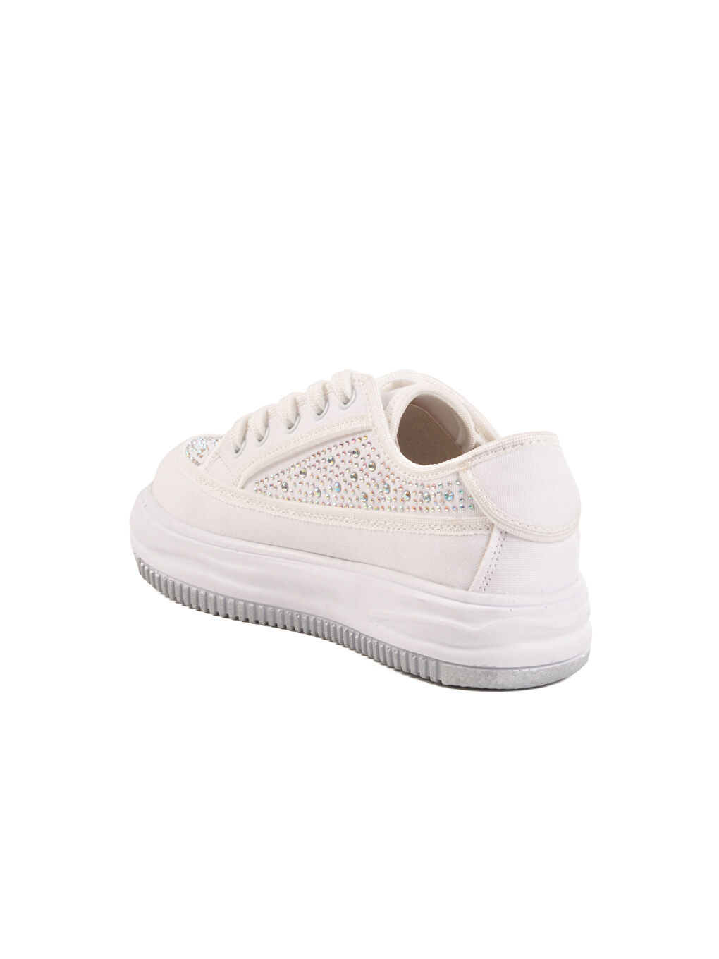 Beyaz Taşlı Bağcıklı Kadın Spor Ayakkabı Lady 526 Z-3