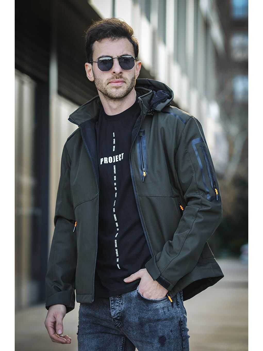 Haki Juka Softshell Su Soğuk Rüzgar Geçirmez İçi Kürklü Dolgulu Softshell Erkek Dağcı Kampcı Kayakcı Mont-2