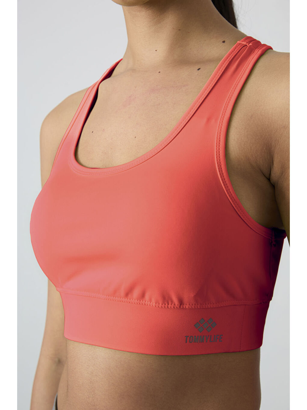 Neon Pembe Sırt Detaylı Dar Kalıp U Yaka Kadın Spor Büstiyer - 97120-2