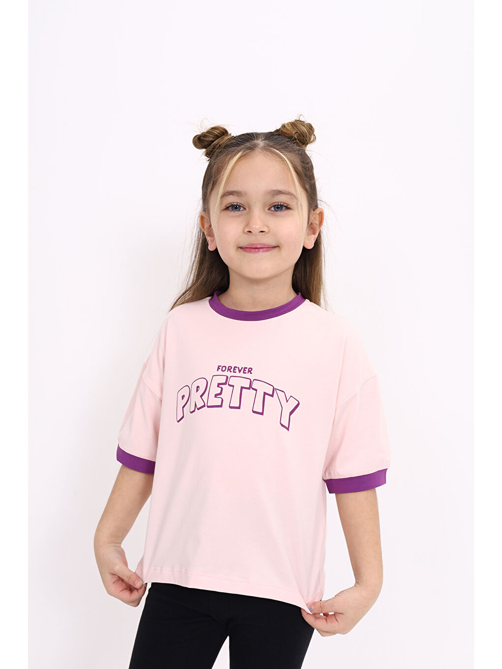 Pembe Kız Çocuk Baskılı Tişört