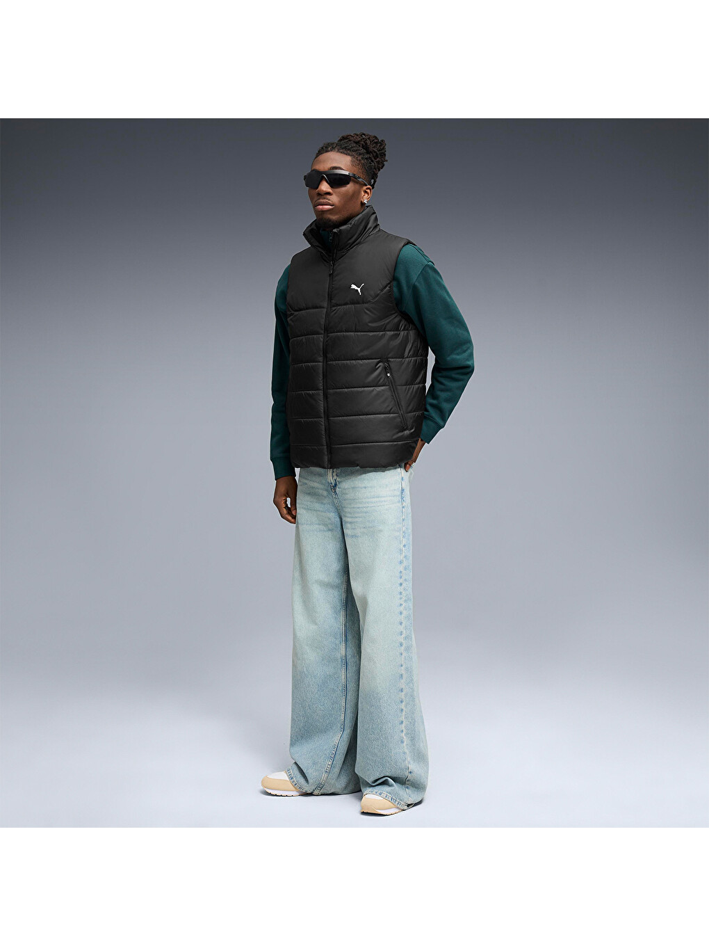 Essentials Padded Erkek Siyah Dik Yaka Yelek-2