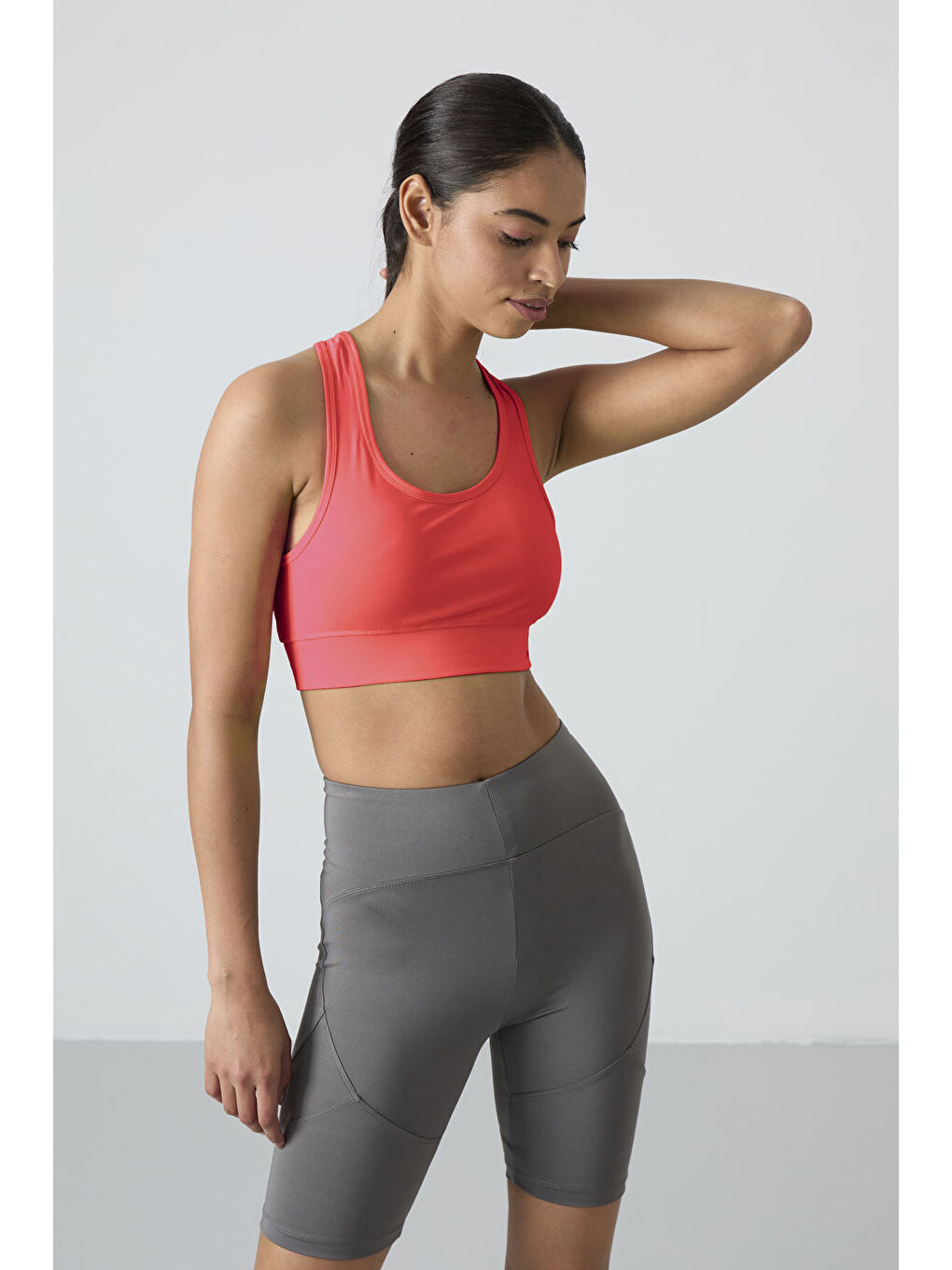 Neon Pembe Sırt Detaylı Dar Kalıp U Yaka Kadın Spor Büstiyer - 97120-3