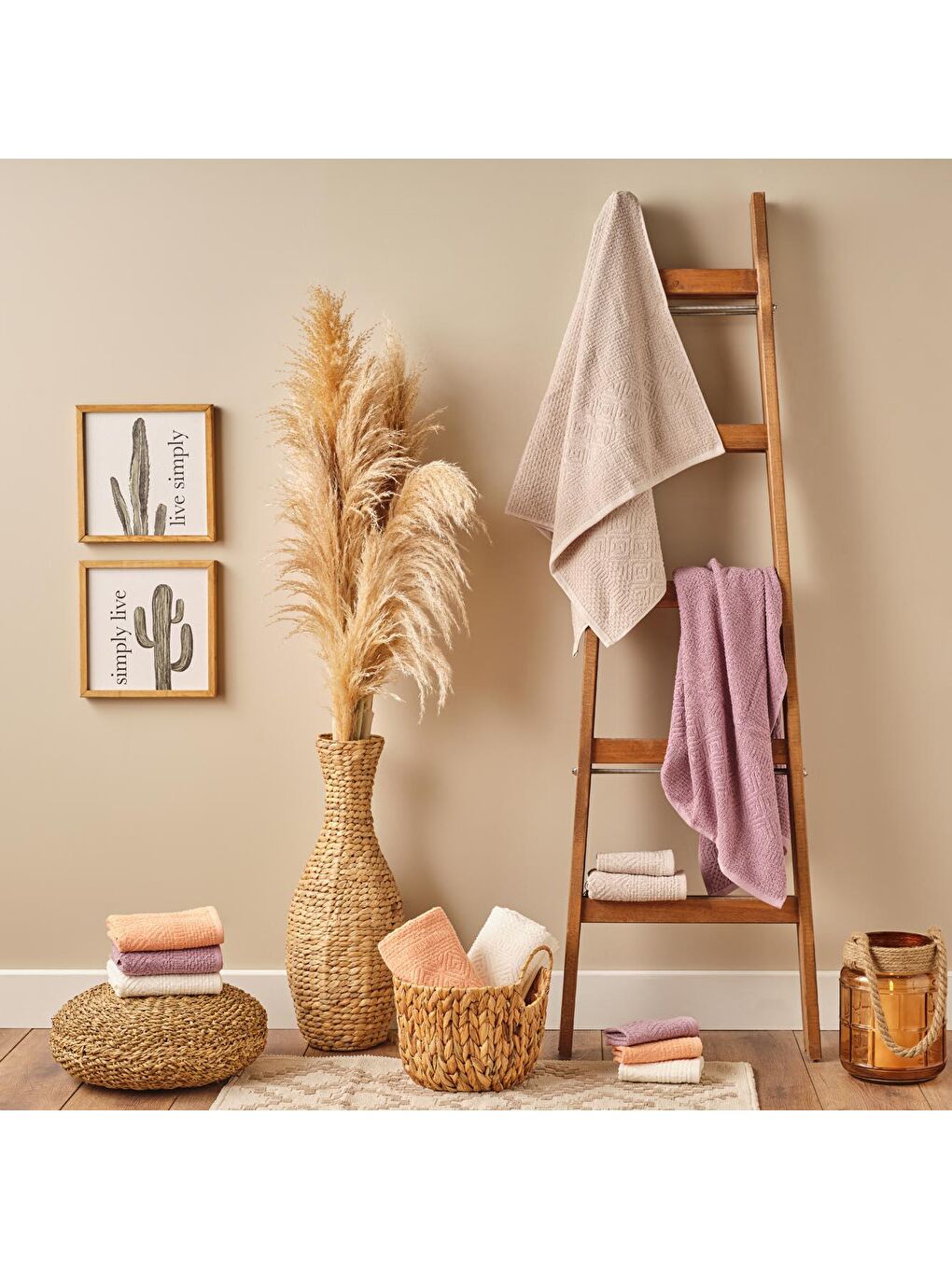 %100 Pamuk Helena Banyo Havlusu Bej-1