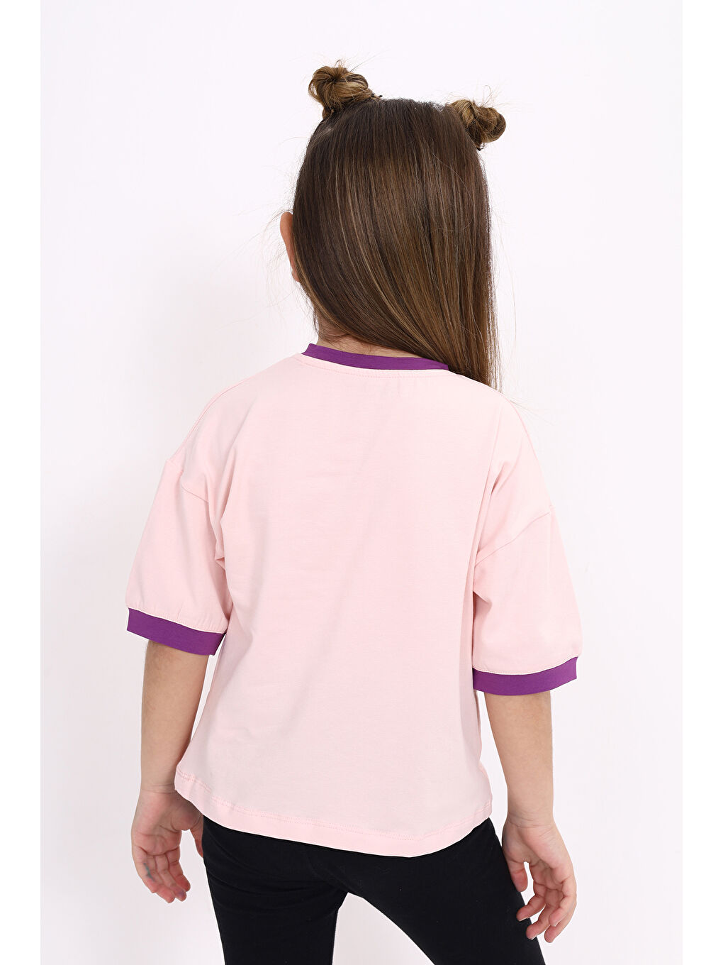 Pembe Kız Çocuk Baskılı Tişört-2