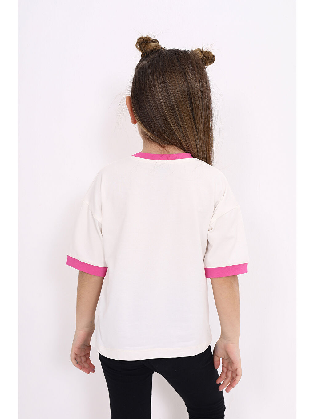 Ekru Kız Çocuk Baskılı Tişört-2