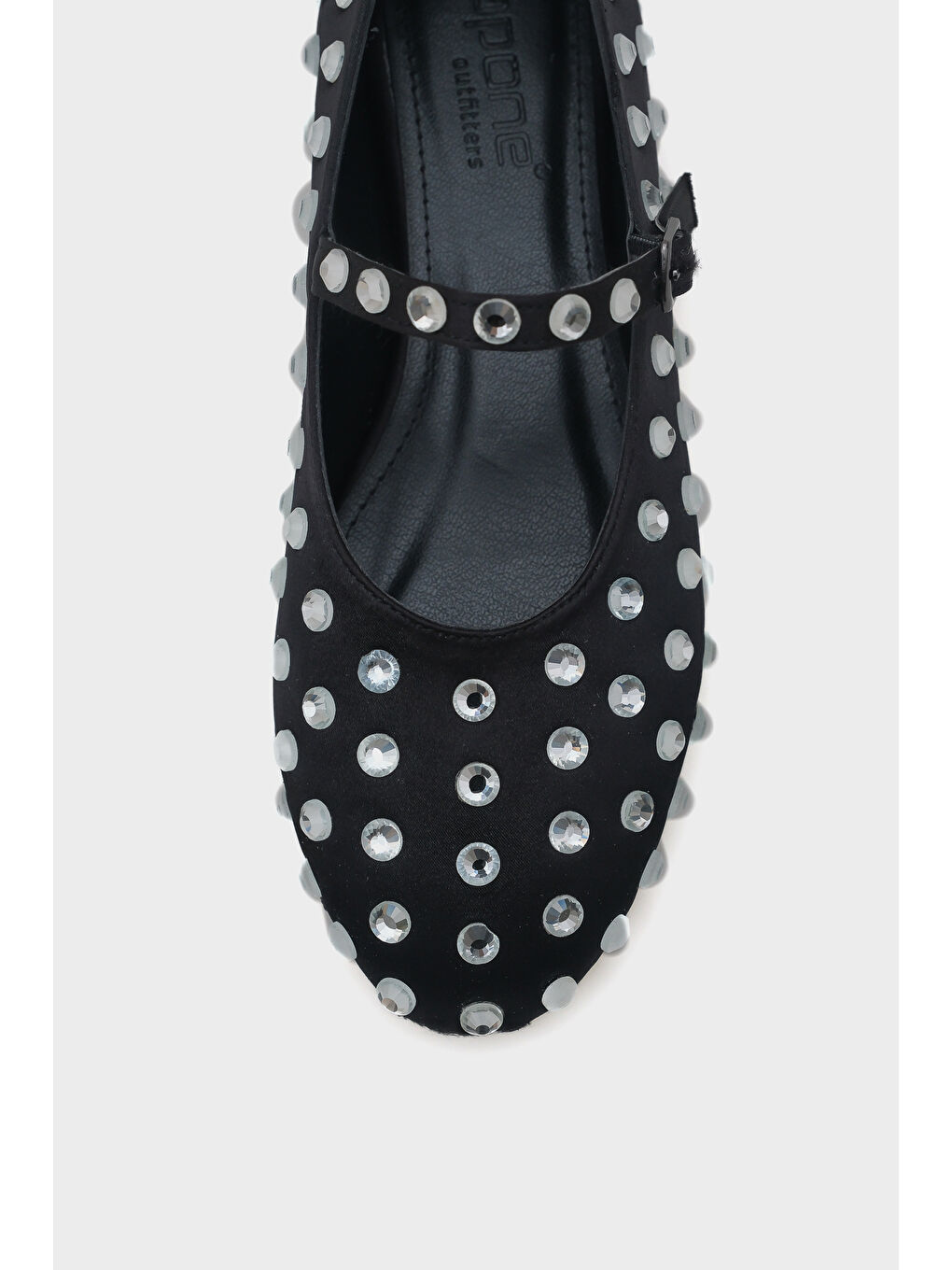 Siyah Athena Kadın Taşlı Kemer Detaylı Babet-2