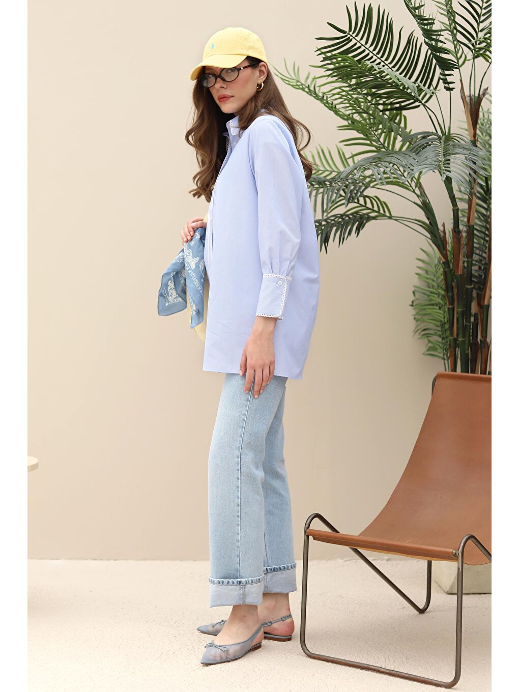 Su Taşı Şeritli Gömlek Bebe Mavi-3