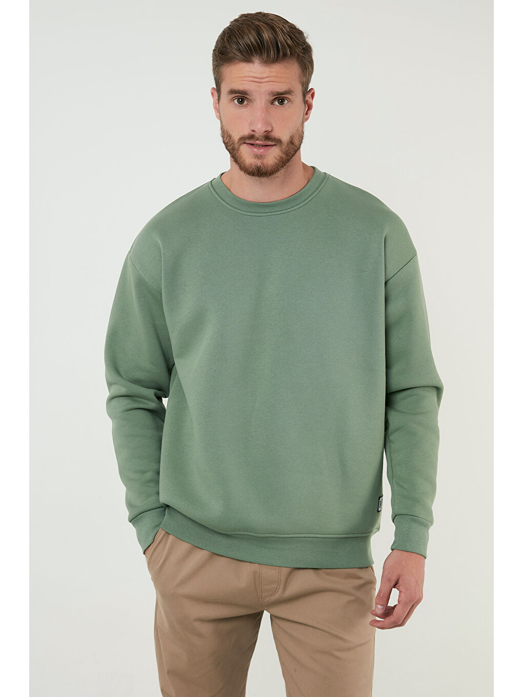 Yeşil Regular Fit Bisiklet Yaka Şardonlu 2'li Paket Sweat 5905255S2-2