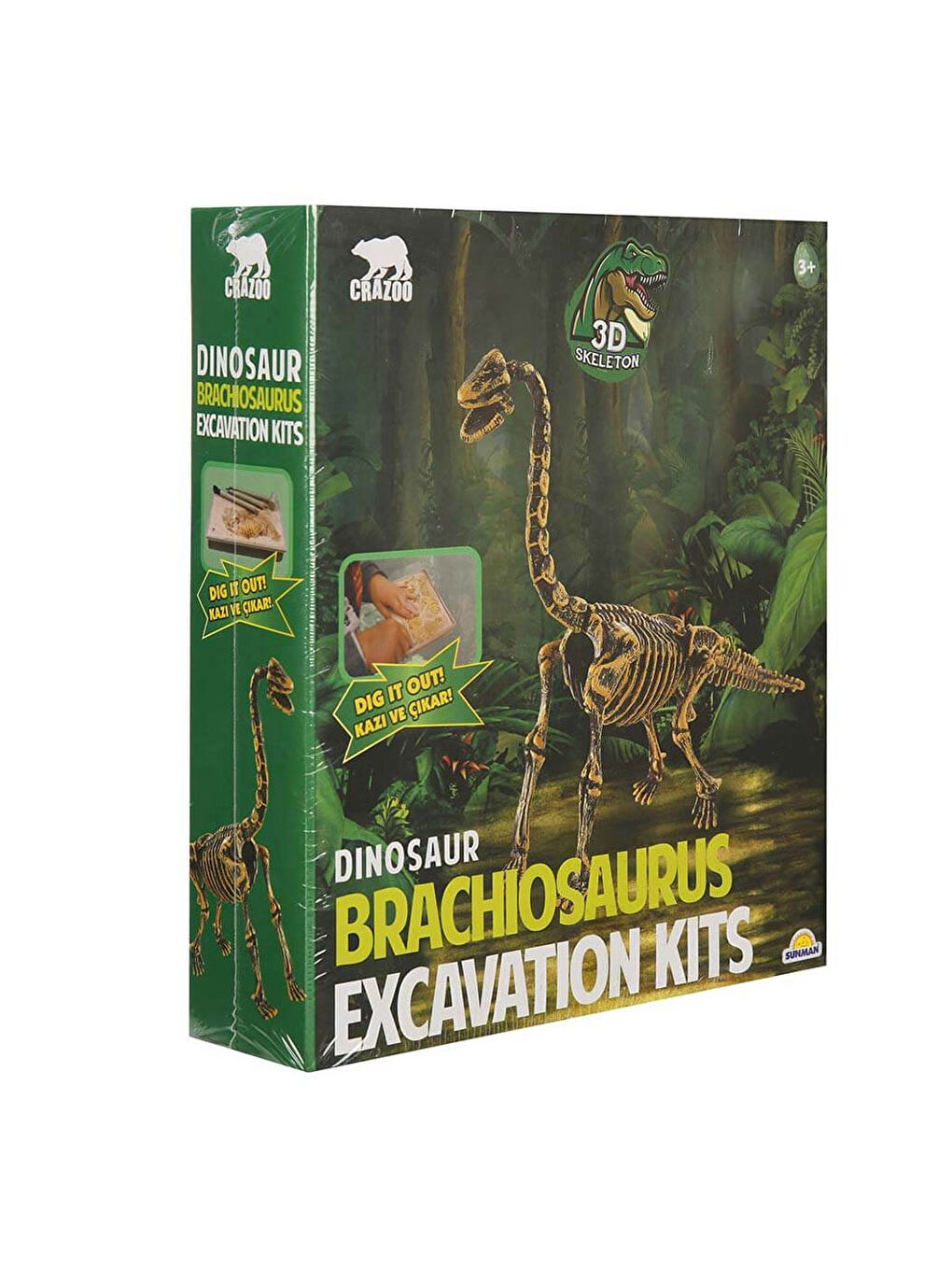 Sunman Crazoo 3D Fosil Kazı Seti Dinozor Brachiosaurus S00003561 - 2