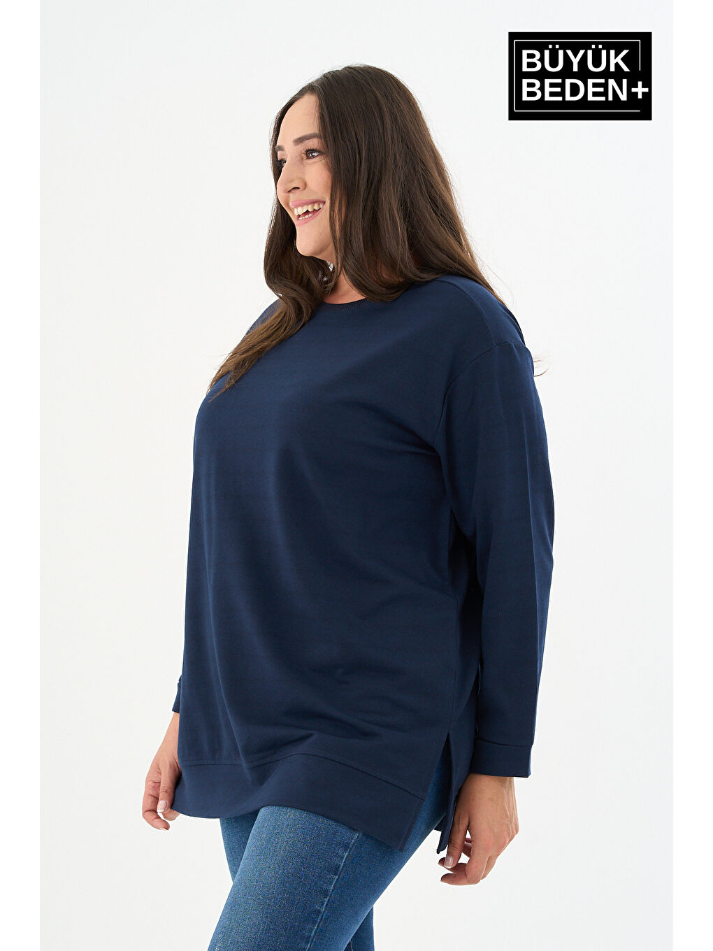 Siyah Kadın Büyük Beden 3'lü Set ince Sweatshırt Tunik SPR26BTK990+3-1