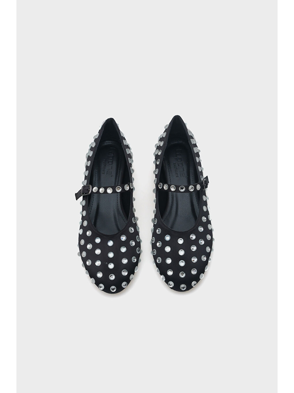 Siyah Athena Kadın Taşlı Kemer Detaylı Babet-5