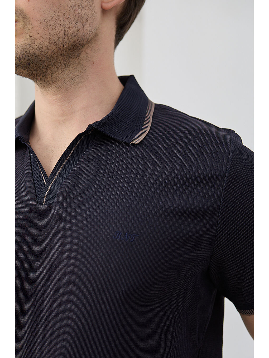 Lacivert Lodz Erkek Polo Yaka Tişört Çekmeyen Pamuklu Kumaş Regular Fit Günlük-6